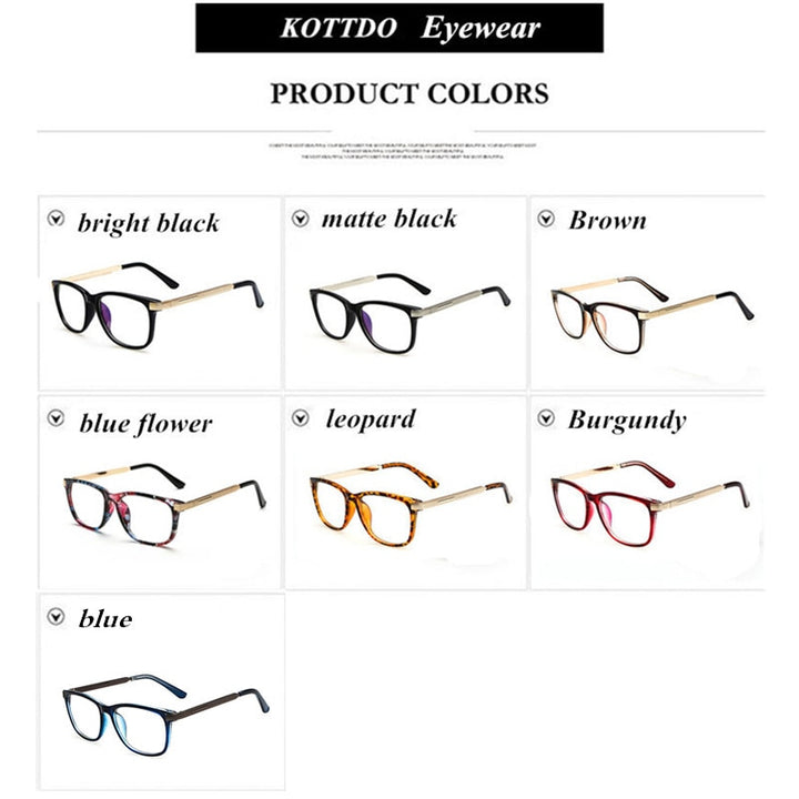 Kottdo Glasses Women Reading Eyeglasses Frame Men Square Glasses 0088 Full Rim Kottdo