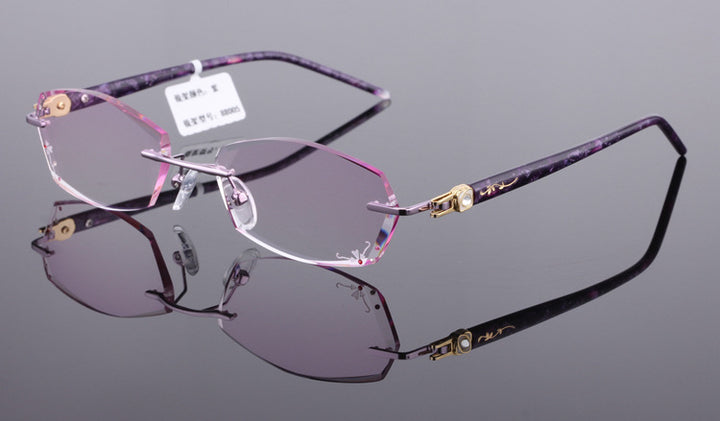 Reven Jate Unisex Rimless Rectangle Titanium Eyeglasses 88005 Rimless Reven Jate