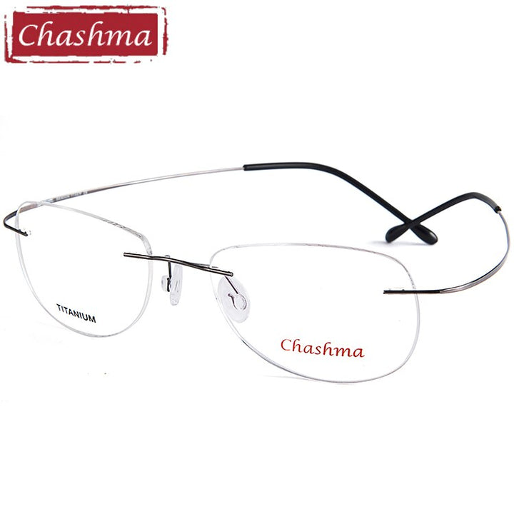 Chashma Men's Rimless Square Titanium Eyeglasses 6009 Rimless Chashma Gray