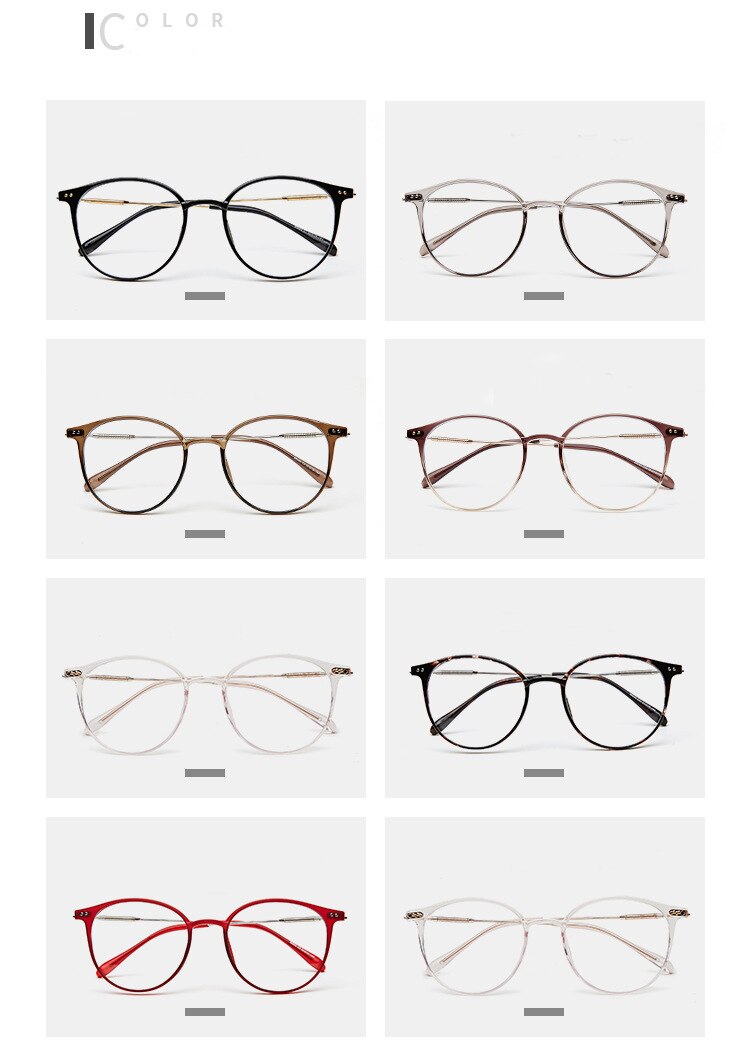 Hotony Unisex Full Rim Round Acetate Alloy Frame Eyeglasses Full Rim Hotony