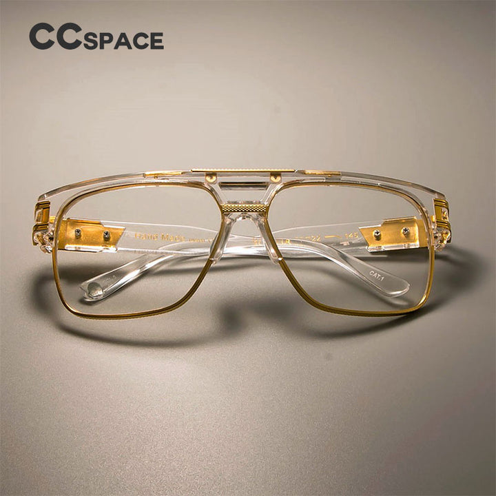 CCspace Unisex Full Rim Square Double Bridge Alloy Frame Eyeglasses Su108 Full Rim CCspace