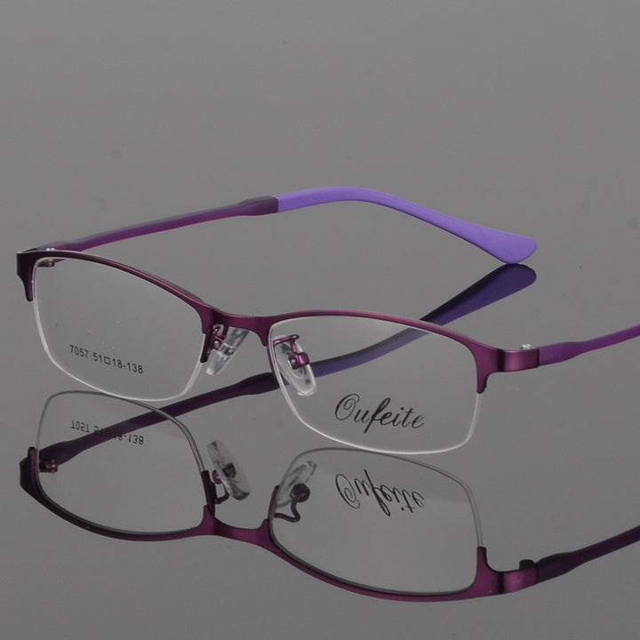 Women's Eyeglasses Alloy Frame Half Rim Tr Legs Mod 7057 Semi Rim Bclear Purple