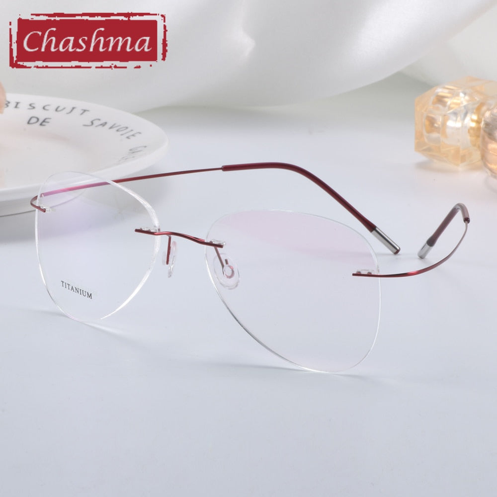 Chashma Ottica Unisex Rimless Irregular Oval Titanium Eyeglasses 20002 Rimless Chashma Ottica