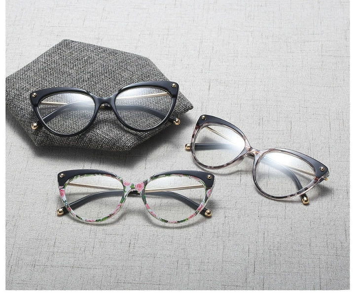 Hotony Women's Full Rim Cat Eye Acetate Frame Eyeglasses 93308 Full Rim Hotony