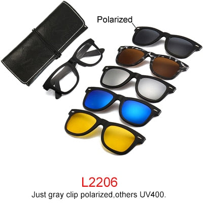 Ralferty Magnet Sunglasses Men Women Luxury Brand Polarized Uv400 5 In 1 Clip On Grade Glasses Frame With Clip Ons Ralferty L2206
