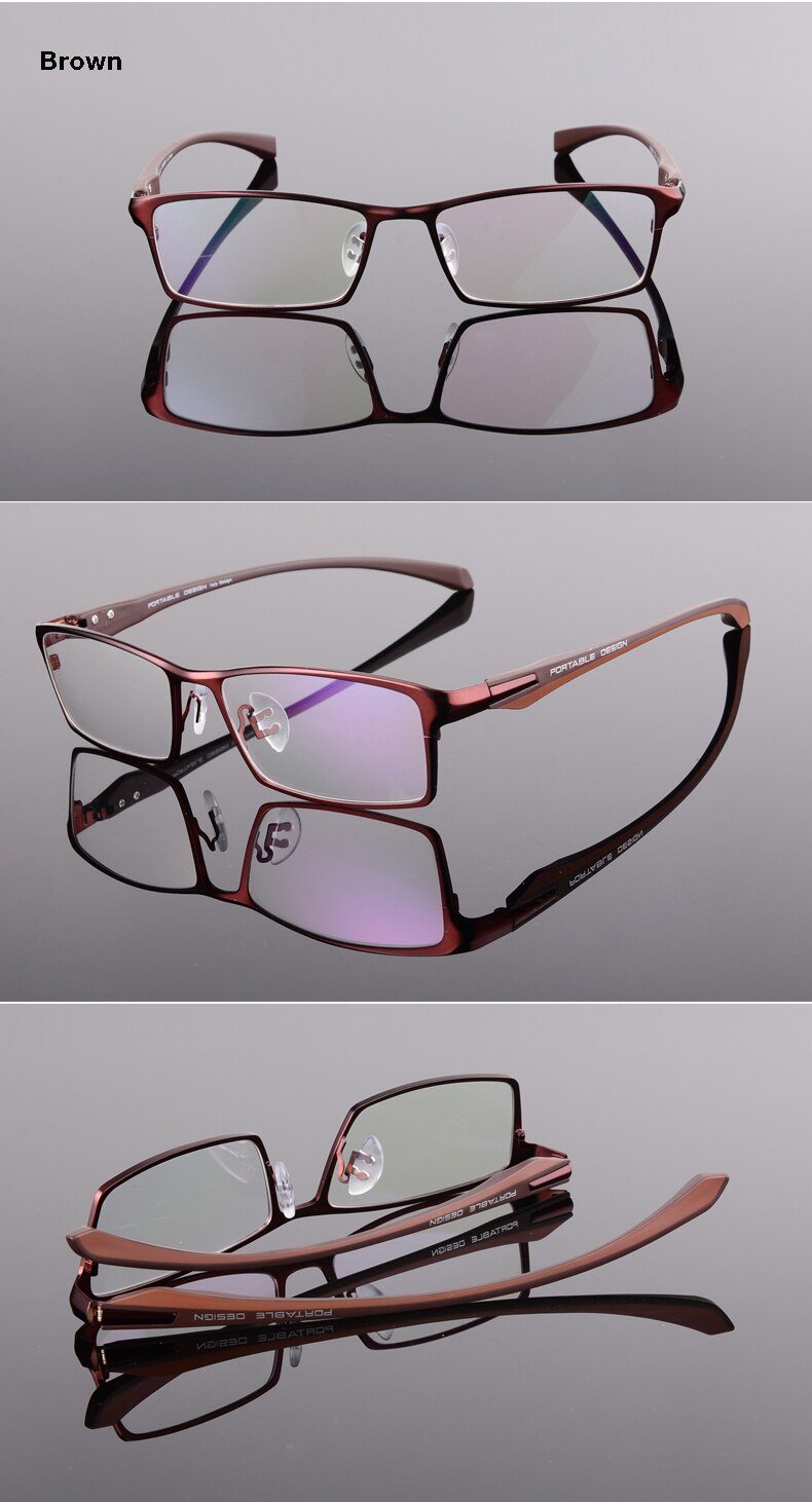 Hotochki Men's Full Rim Rectangular Alloy Acetate Frame Eyeglasses Full Rim Hotochki