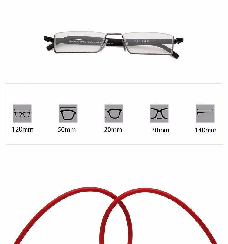 Reven Jate Unisex Semi Rim Rectangle Alloy Reading Glasses R131 Reading Glasses Reven Jate