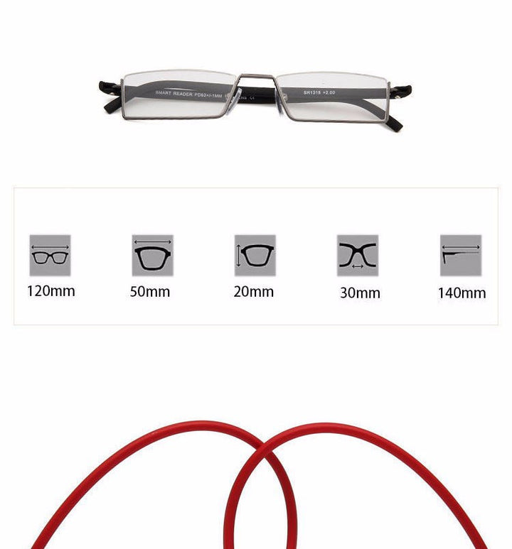 Reven Jate Unisex Semi Rim Rectangle Alloy Reading Glasses R131 Reading Glasses Reven Jate