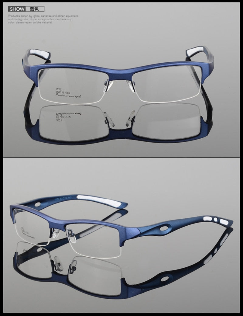 Hotony Men's Semi Rim TR 90 Resin Rectangular Sport Frame Eyeglasses 1077 Semi Rim Hotony