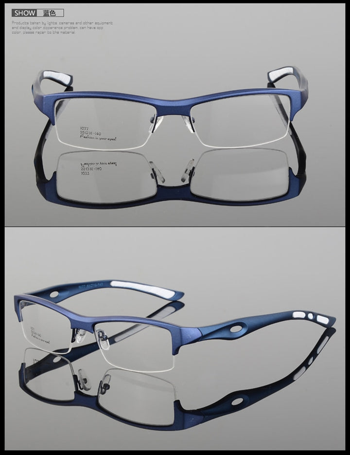Hotony Men's Semi Rim TR 90 Resin Rectangular Sport Frame Eyeglasses 1077 Semi Rim Hotony