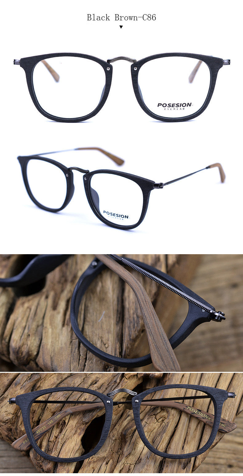 Hdcrafter Unisex Full Rim Round Metal Acetate Frame Eyeglasses Ps9121 Full Rim Hdcrafter Eyeglasses