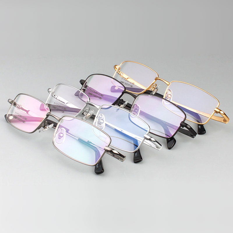 Hotony Men's Full Rim Square Titanium Alloy Frame Eyeglasses L9867 Full Rim Hotony