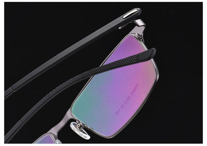 Hotochki Men's IP Electroplated Alloy Full/Semi Rim Frame Eyeglasses P9960 Semi Rim Hotochki