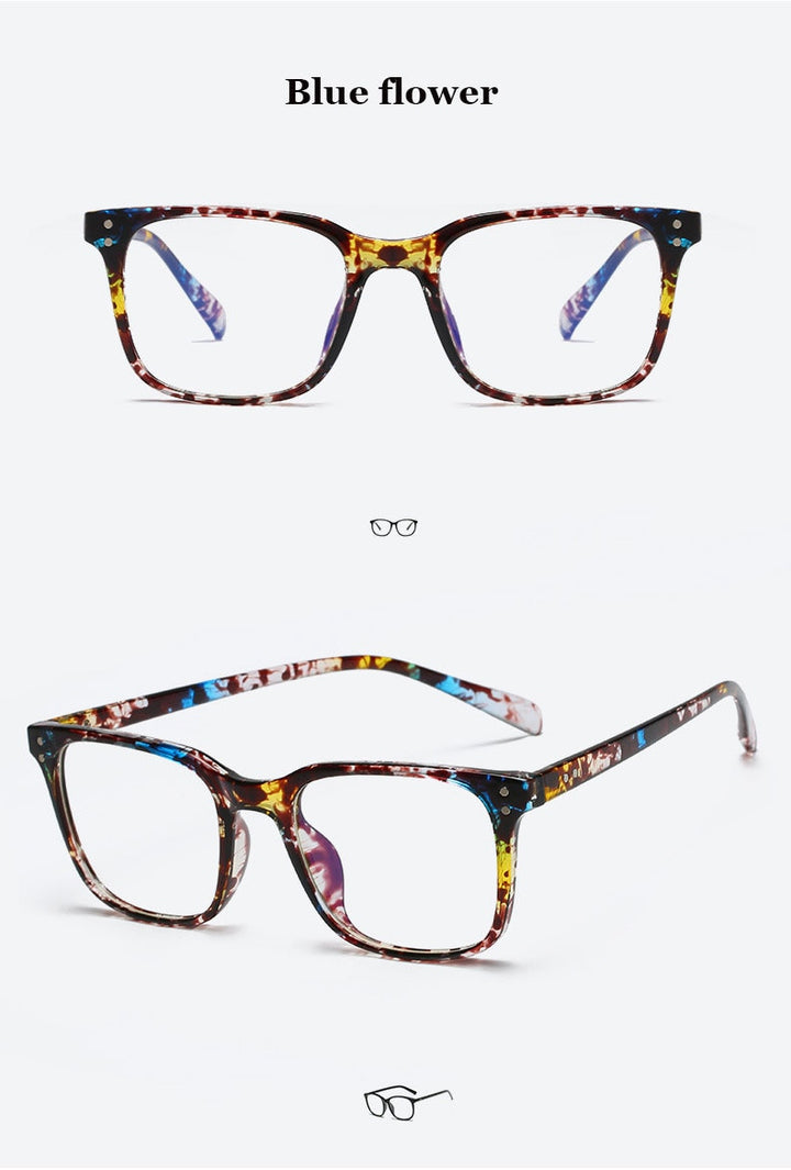 Hotochki Unisex Full Rim TR-90 Resin Square Acetate Frame Eyeglasses 5025 Full Rim Hotochki