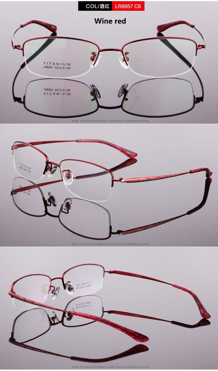 Women's Titanium Semi Rim Frame Eyeglasses Lr8957 Semi Rim Bclear