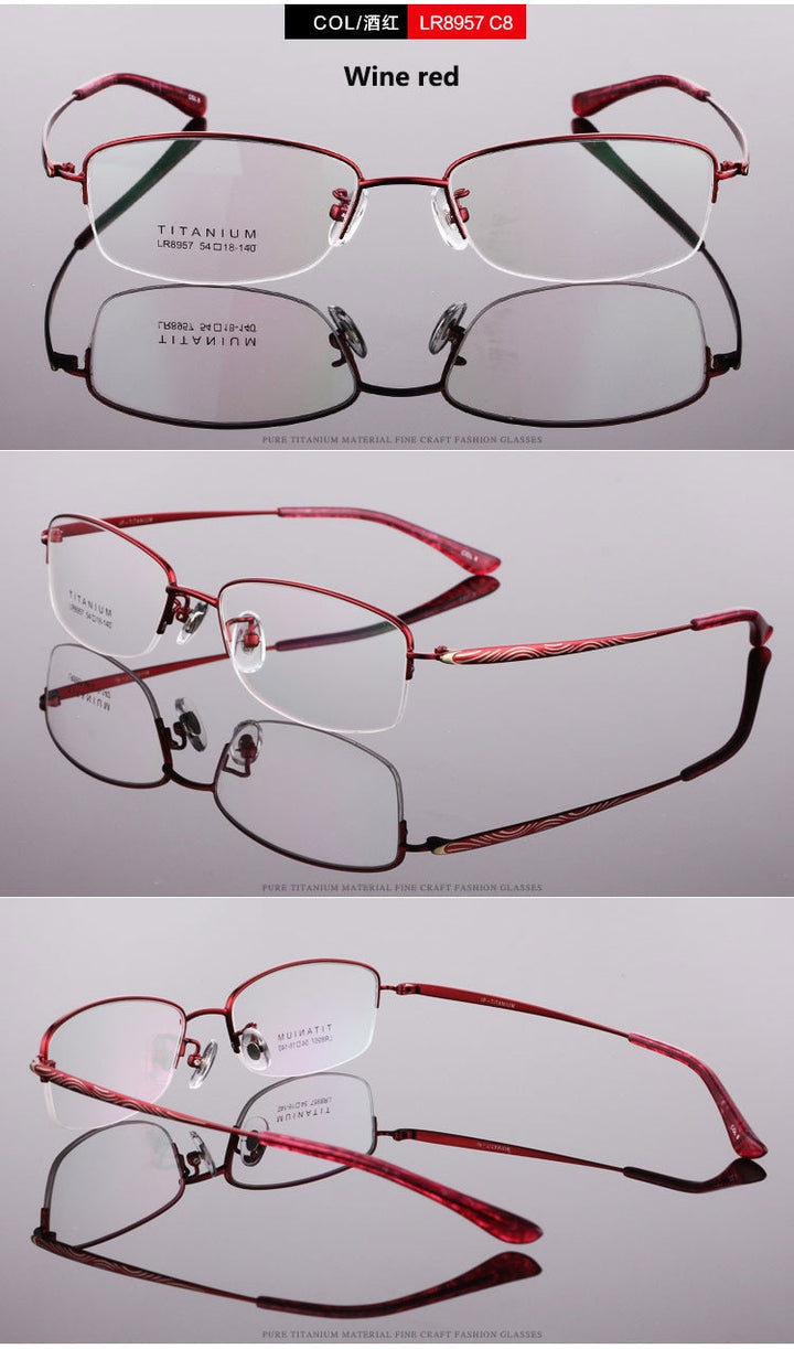 Women's Titanium Semi Rim Frame Eyeglasses Lr8957 Semi Rim Bclear