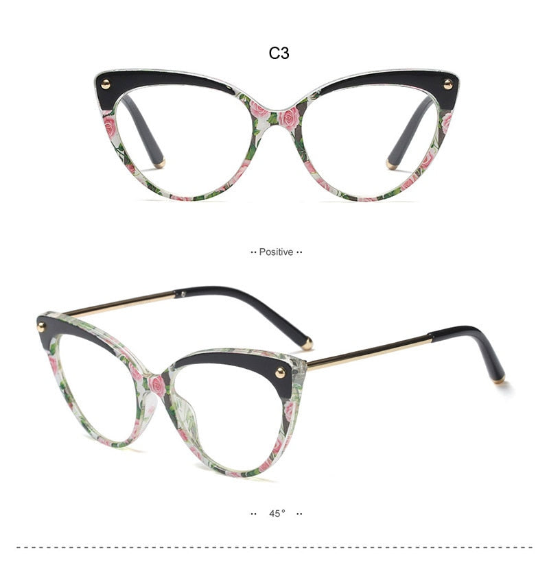 Hotony Women's Full Rim Cat Eye Acetate Frame Eyeglasses 93308 Full Rim Hotony