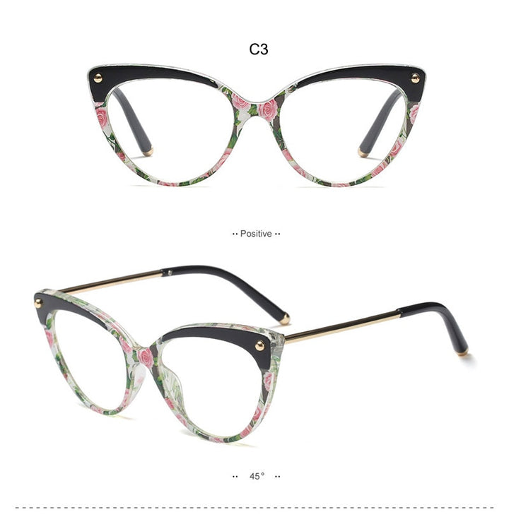 Hotony Women's Full Rim Cat Eye Acetate Frame Eyeglasses 93308 Full Rim Hotony