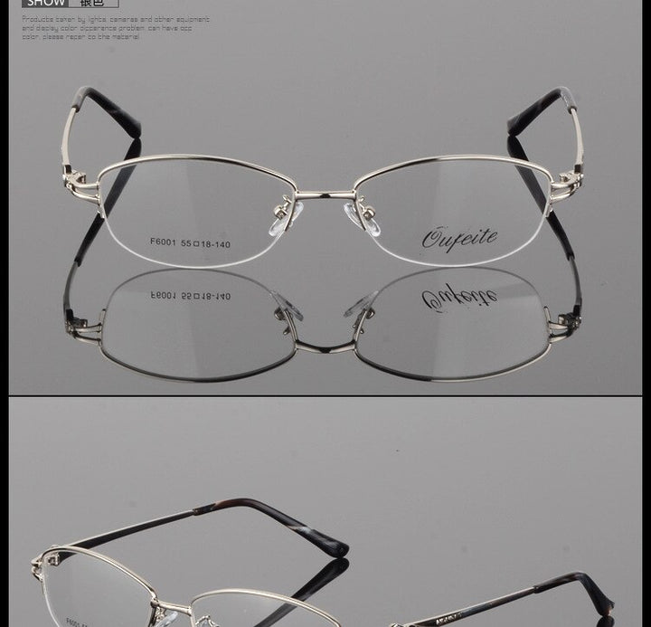 Women's Half Rim Eyeglasses Alloy Frame Sf6001 Semi Rim Bclear