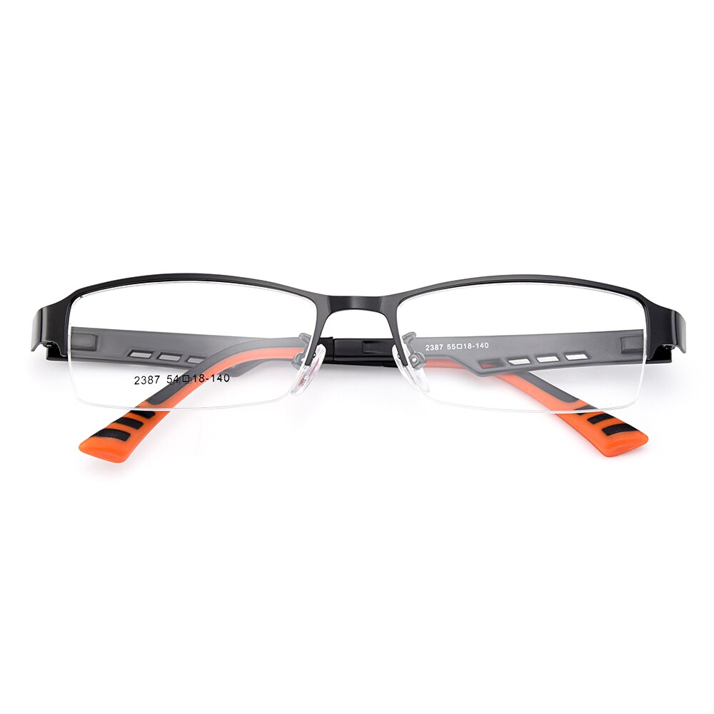 Gmei Men's Semi Rim Square Tr 90 Titanium Alloy Eyeglasses Y2387 Semi Rim Gmei Optical