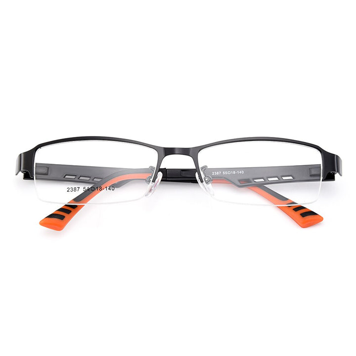 Gmei Men's Semi Rim Square Tr 90 Titanium Alloy Eyeglasses Y2387 Semi Rim Gmei Optical