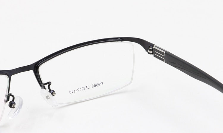 Men's Semi Rim Square Titanium Alloy Eyeglasses P9963 Semi Rim Bclear
