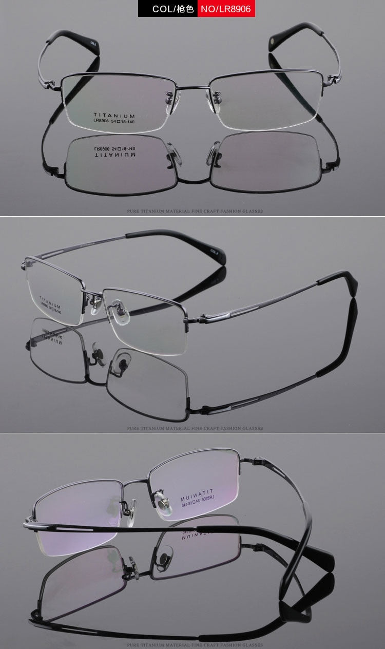 Men's Titanium Frame Half Rim Eyeglasses Lr8906 Semi Rim Bclear