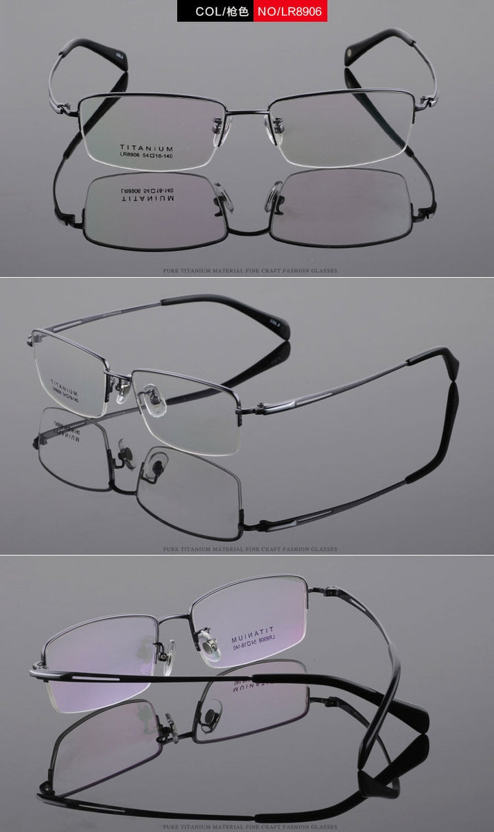 Men's Titanium Frame Half Rim Eyeglasses Lr8906 Semi Rim Bclear