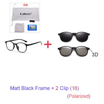 Ralferty 6 In 1 Magnet Sunglasses Women Polarized Eyeglass Frame With Clip On Glasses Men Round Uv400 Tr90 3D Yellow A2245 With Clip Ons Ralferty 1Frame 2 Clip 16