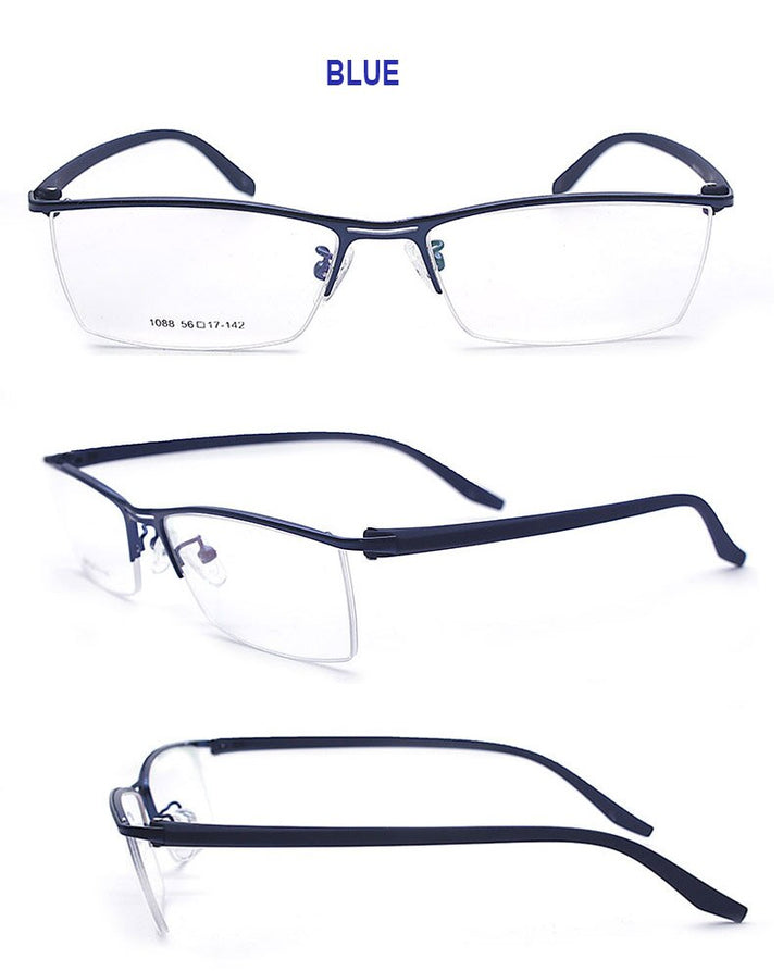 Hotochki Men's Semi Rim Acetate Alloy Frame Eyeglasses 1088 Semi Rim Hotochki