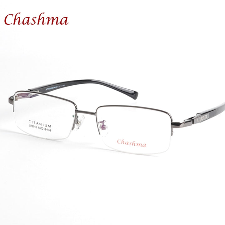 Chashma Ochki Men's Semi Rim Rectangle Titanium Eyeglasses 9910 Semi Rim Chashma Ochki
