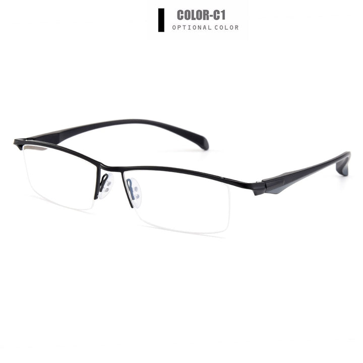 Gmei Men's Eyeglasses Semi Rim Titanium Alloy Square Y8011 Semi Rim Gmei Optical C1