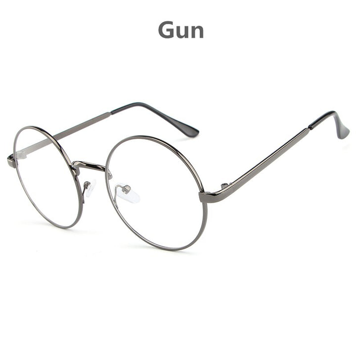 Hdcrafter Women's Full Rim Round Alloy Frame Eyeglasses Lx3048 Full Rim Hdcrafter Eyeglasses Gun
