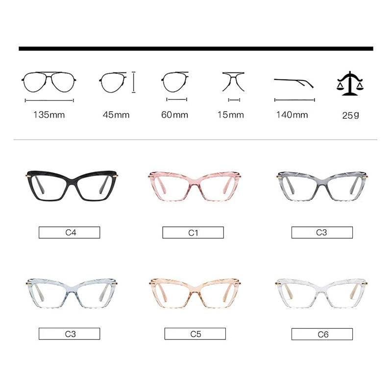 Hotony Women's Full Rim Cat Eye Acetate Frame Eyeglasses 97533 Full Rim Hotony