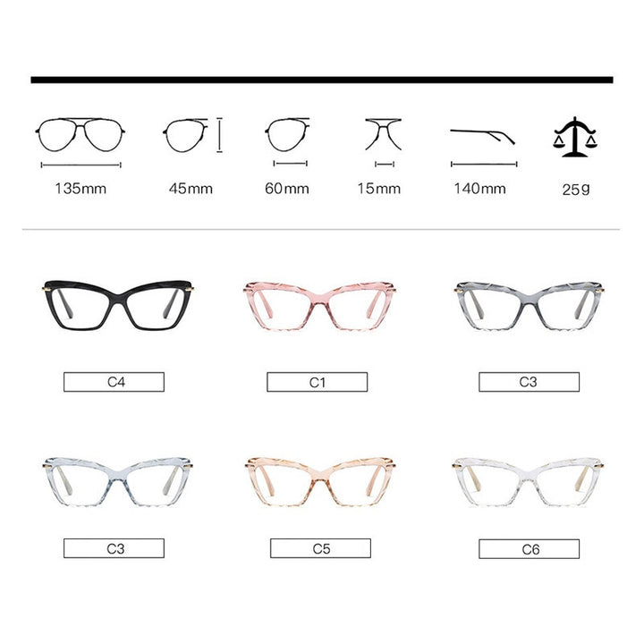 Hotony Women's Full Rim Cat Eye Acetate Frame Eyeglasses 97533 Full Rim Hotony