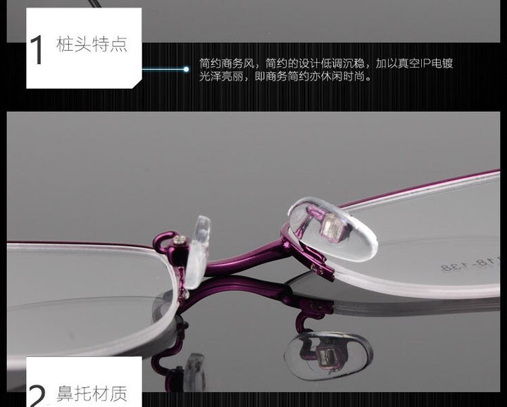 Women's Semi Rim Alloy Frame Eyeglasses F6019 Semi Rim Bclear