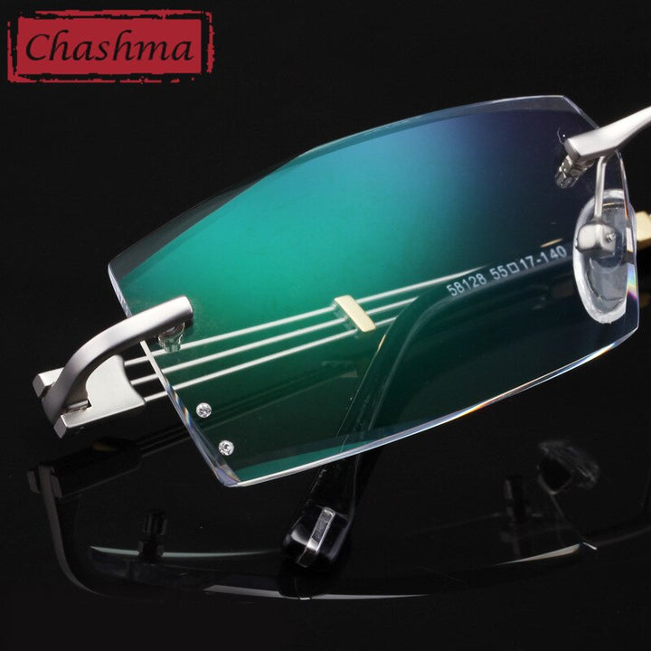 Chashma Men's Rimless Square Alloy Eyeglasses 58128 Rimless Chashma