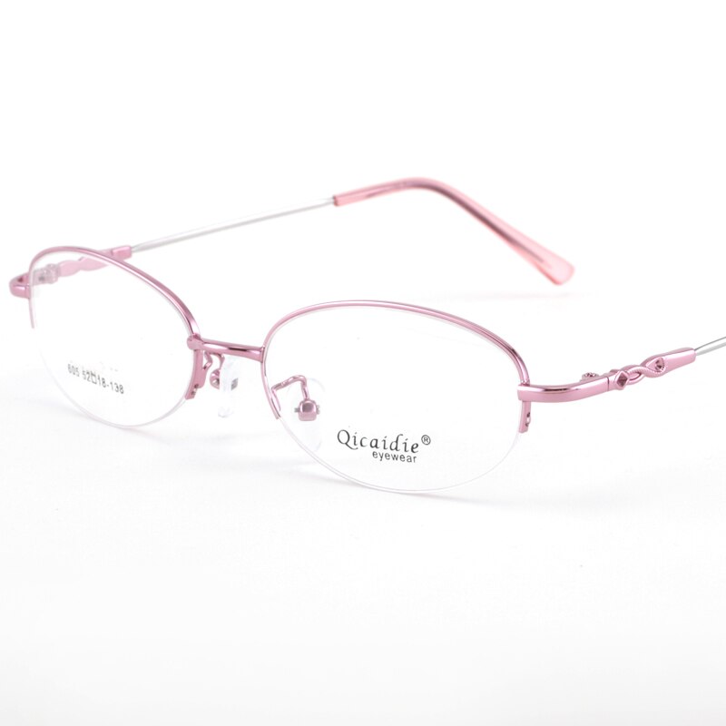 Women's Memory Alloy Semi Rim Frame Eyeglasses 605 Semi Rim Bclear Pink