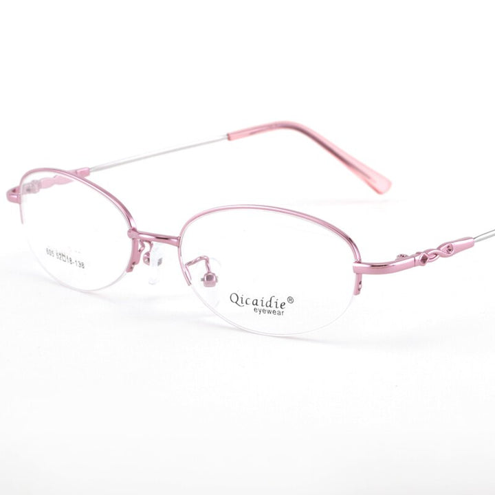 Women's Memory Alloy Semi Rim Frame Eyeglasses 605 Semi Rim Bclear Pink