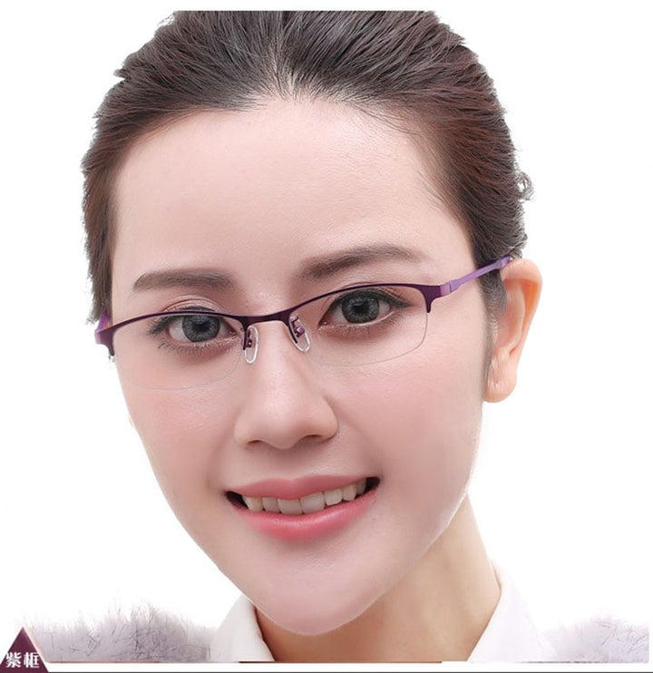 Women's Half Rim Alloy Frame Eyeglasses N7057 Semi Rim Bclear