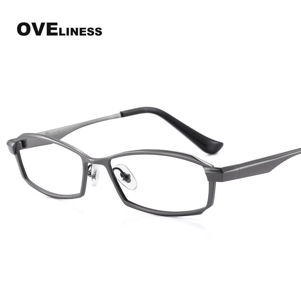 Oveliness Men's Full Rim Rectangle Titanium Eyeglasses P8718 Full Rim Oveliness
