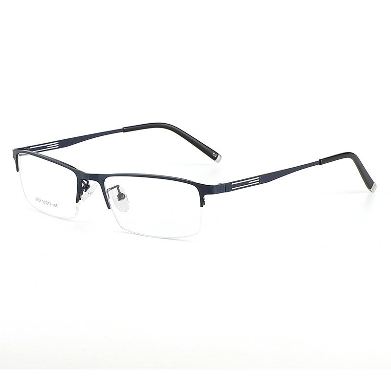 Men's Titanium Alloy Square Semi Rim Eyeglasses Sc2539 Semi Rim Bclear blue