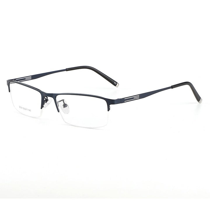 Men's Titanium Alloy Square Semi Rim Eyeglasses Sc2539 Semi Rim Bclear blue