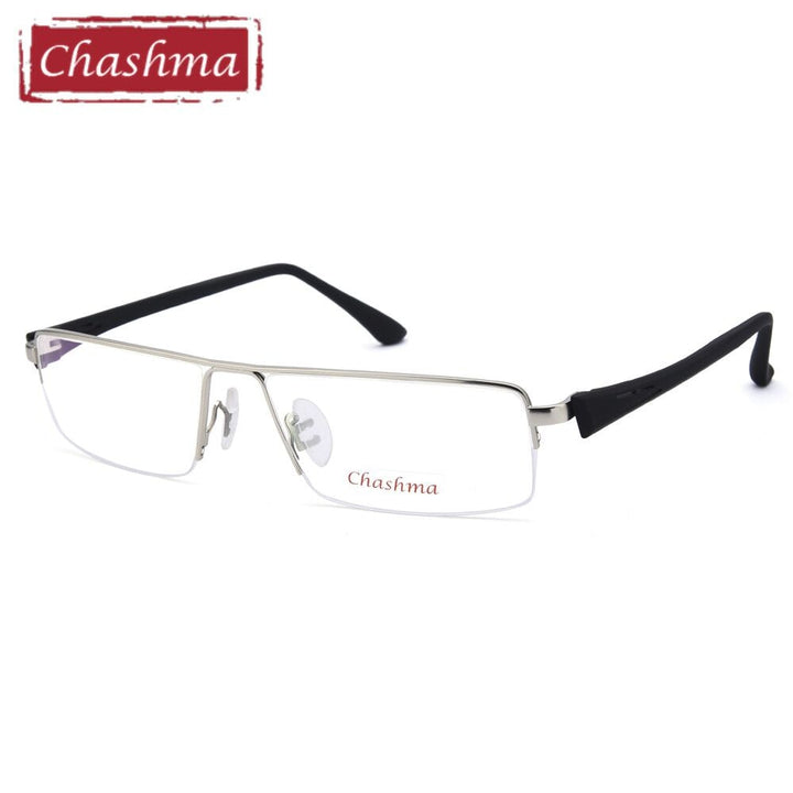 Chashma Men's Semi Rim Square Big Titanium Alloy Tr 90 Eyeglasses 8157 Semi Rim Chashma