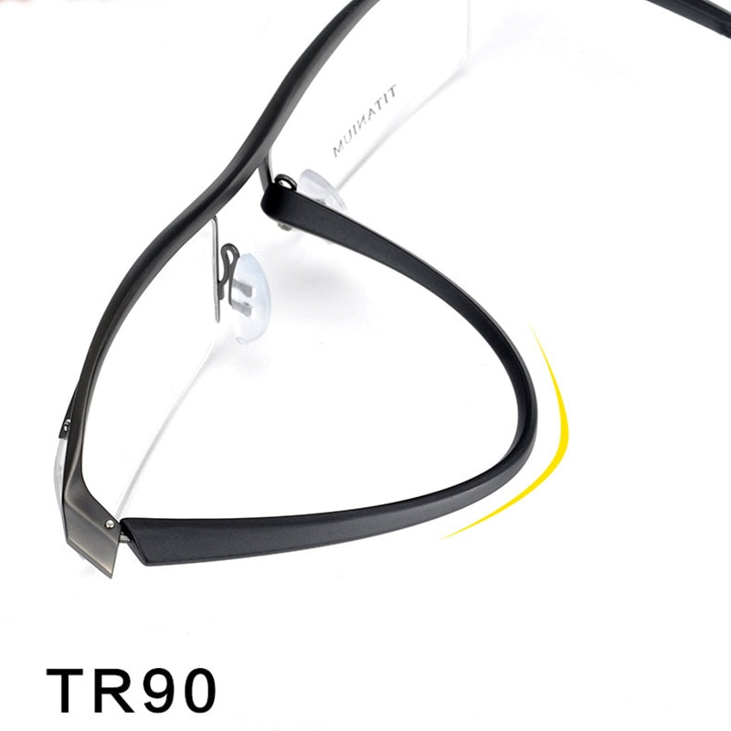 Hotony Men's Semi Rim Browline Titanium Frame Eyeglasses P8189 Semi Rim Hotony