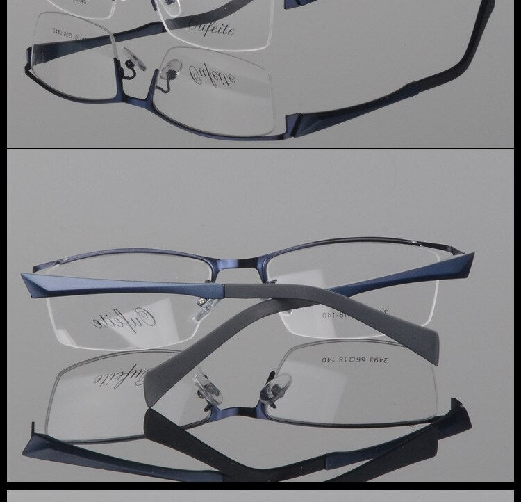 Men's Semi Rim Square Alloy Eyeglasses 2493 Semi Rim Bclear