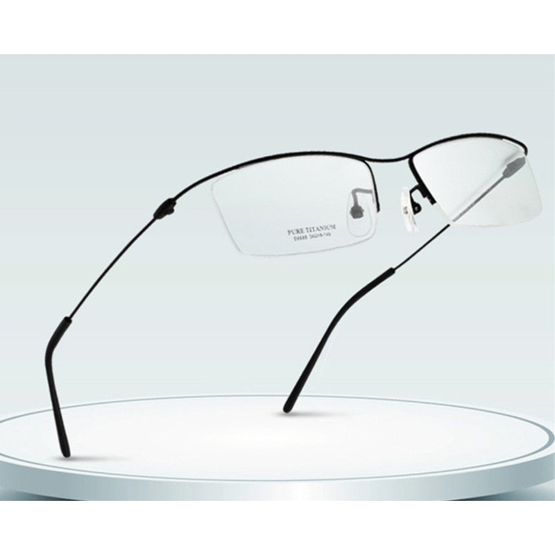 Hotony Men's Semi Rim Browline Titanium Frame Eyeglasses 6688 Semi Rim Hotony