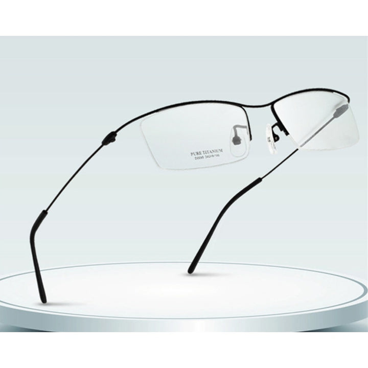 Hotony Men's Semi Rim Browline Titanium Frame Eyeglasses 6688 Semi Rim Hotony
