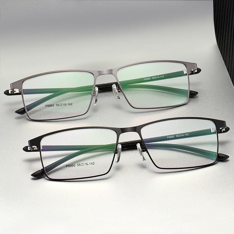 Hotochki Men's IP Electroplated Alloy Full/Semi Rim Frame Eyeglasses P9960 Semi Rim Hotochki