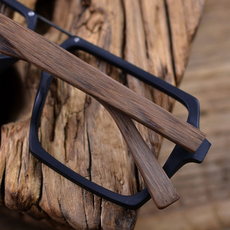 Hdcrafter Unisex Full Rim Square Double Bridge Wood Alloy Frame Oversize Eyeglasses Ps9016 Full Rim Hdcrafter Eyeglasses